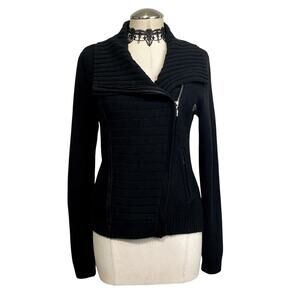 NWT New York & Company Cyber Gothic Emo Grunge Knit Zip Up Sweater Jacket Small